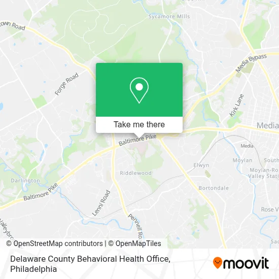 Delaware County Behavioral Health Office map