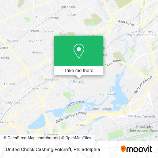 United Check Cashing  Folcroft map