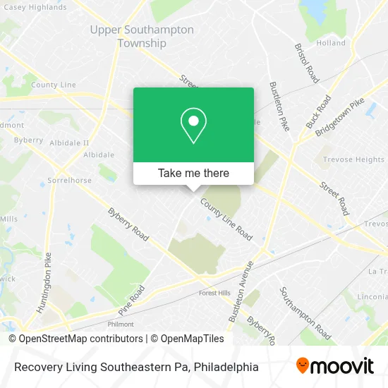 Recovery Living Southeastern Pa map