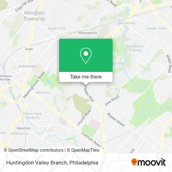 Huntingdon Valley Branch map