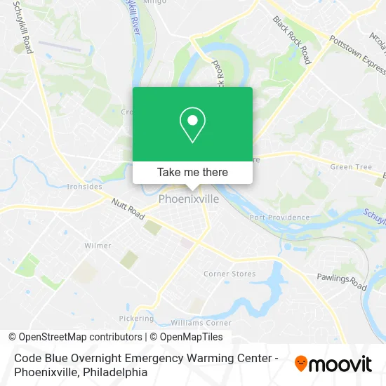 Code Blue Overnight Emergency Warming Center - Phoenixville map
