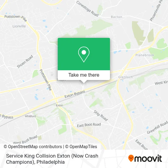 Service King Collision Exton (Now Crash Champions) map