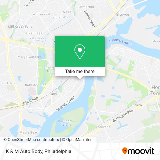 K & M Auto Body map