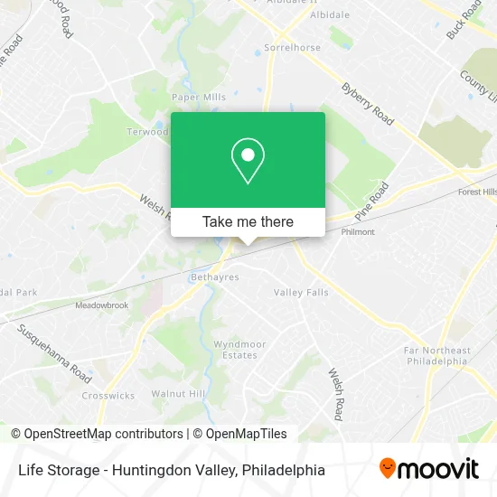 Life Storage - Huntingdon Valley map