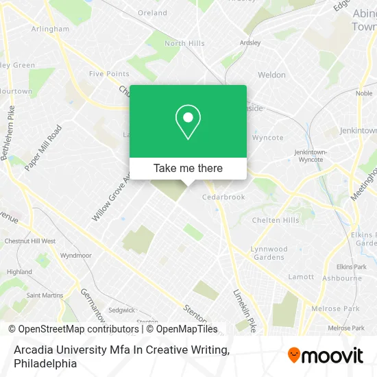 Arcadia University Mfa In Creative Writing map