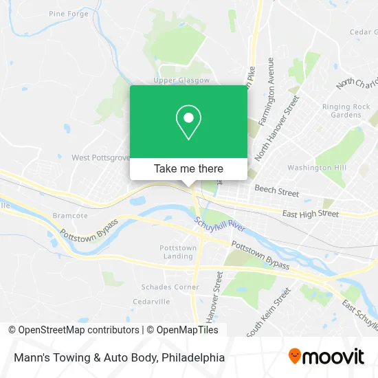 Mann's Towing & Auto Body map