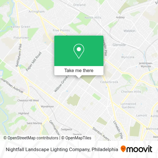 Nightfall Landscape Lighting Company map