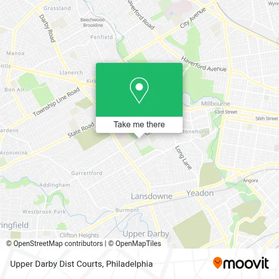 Upper Darby Dist Courts map
