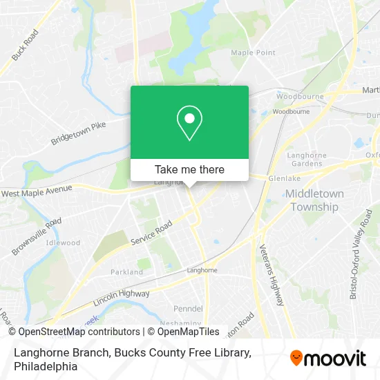 Langhorne Branch, Bucks County Free Library map