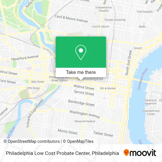Philadelphia Low Cost Probate Center map