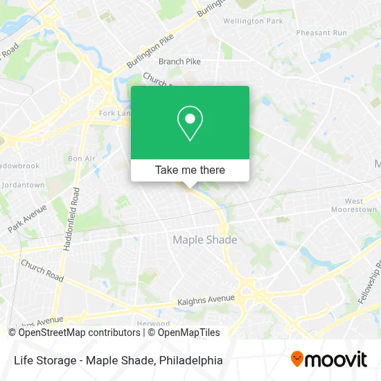 Life Storage - Maple Shade map