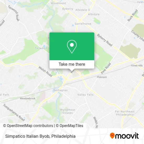 Simpatico Italian Byob map