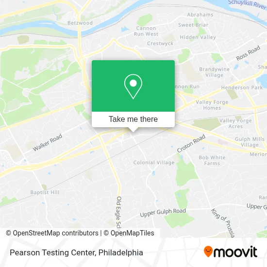 Pearson Testing Center map