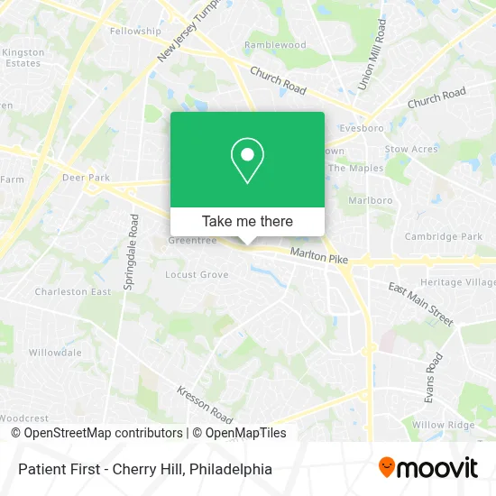 Patient First - Cherry Hill map