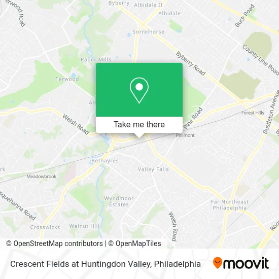 Crescent Fields at Huntingdon Valley map