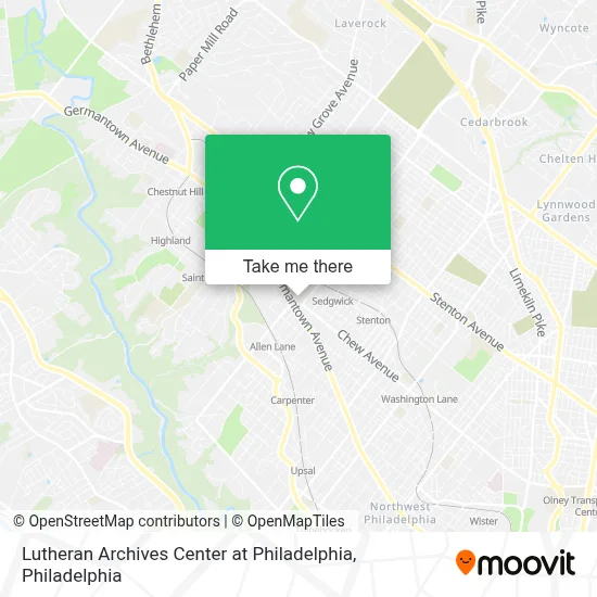 Lutheran Archives Center at Philadelphia map