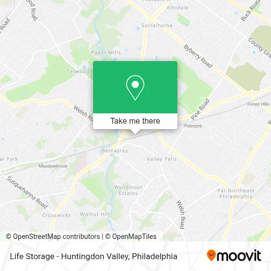 Life Storage - Huntingdon Valley map