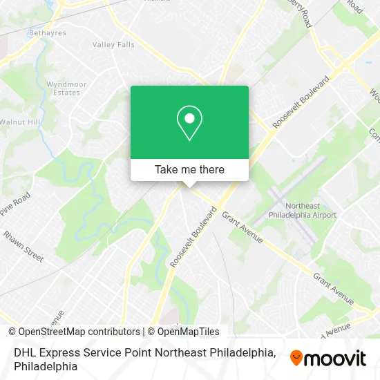 DHL Express Service Point Northeast Philadelphia map
