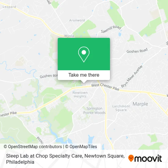 Sleep Lab at Chop Specialty Care, Newtown Square map