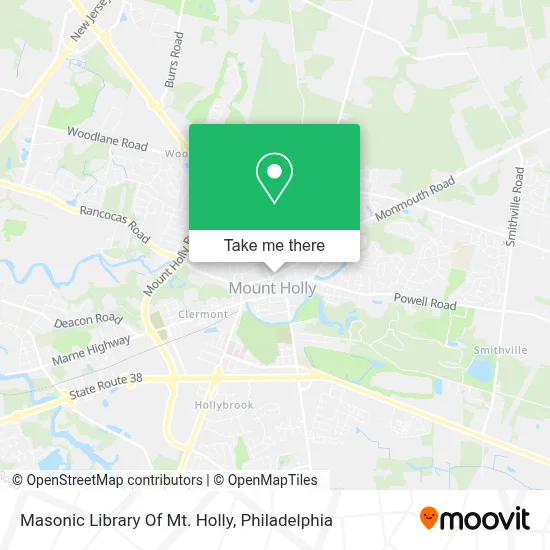 Masonic Library Of Mt. Holly map
