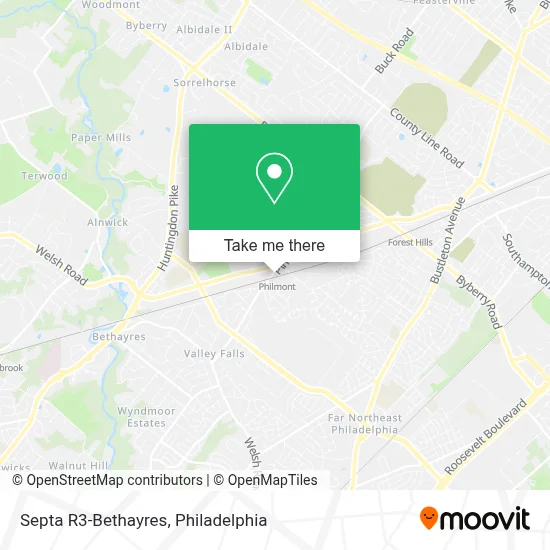 Septa R3-Bethayres map