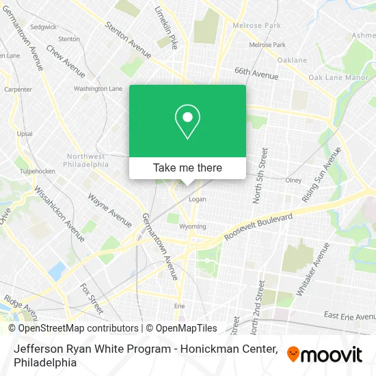 Jefferson Ryan White Program - Honickman Center map