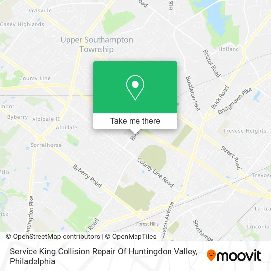 Service King Collision Repair Of Huntingdon Valley map