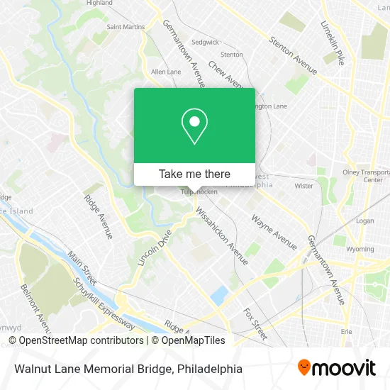 Walnut Lane Memorial Bridge map