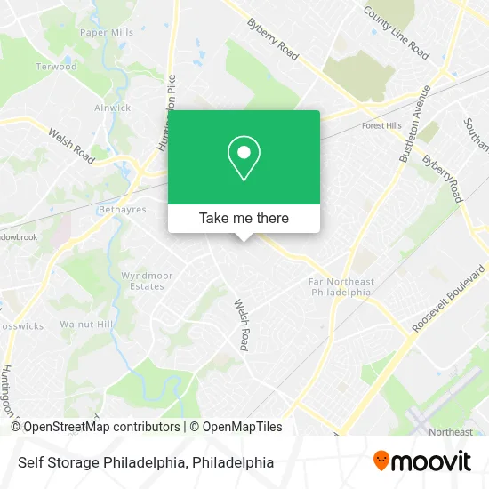 Self Storage Philadelphia map