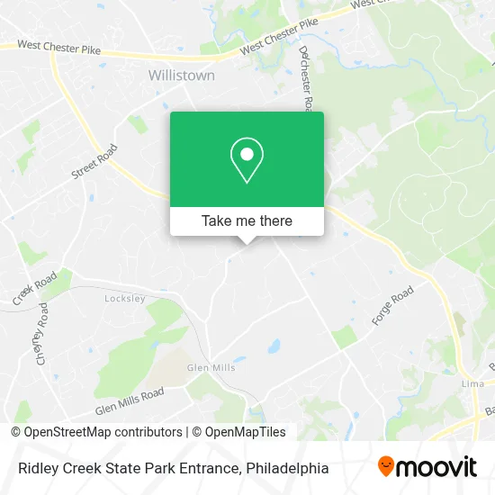 Ridley Creek State Park Entrance map