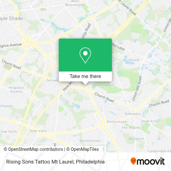 Rising Sons Tattoo Mt Laurel map