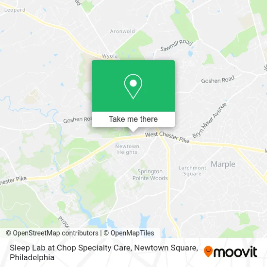 Sleep Lab at Chop Specialty Care, Newtown Square map