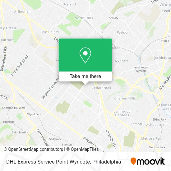 DHL Express Service Point Wyncote map