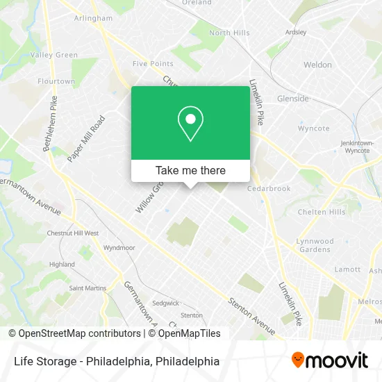 Life Storage - Philadelphia map
