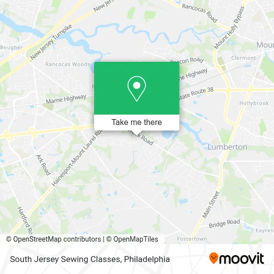 South Jersey Sewing Classes map