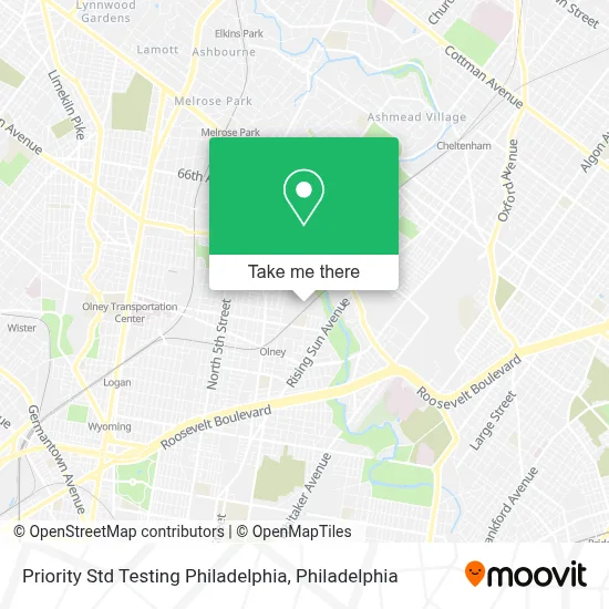 Priority Std Testing Philadelphia map