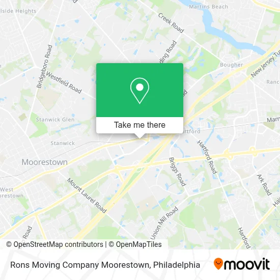 Rons Moving Company Moorestown map
