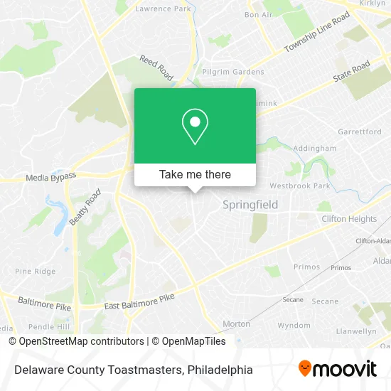 Delaware County Toastmasters map