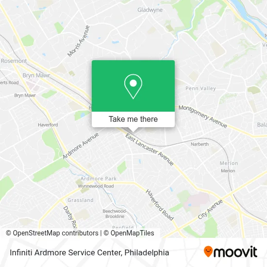Infiniti Ardmore Service Center map