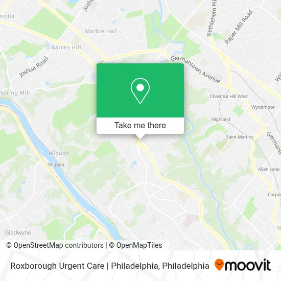 Roxborough Urgent Care | Philadelphia map