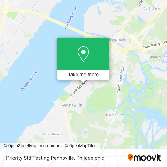Priority Std Testing Pennsville map