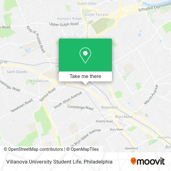 Villanova University Student Life map