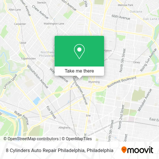 8 Cylinders Auto Repair Philadelphia map