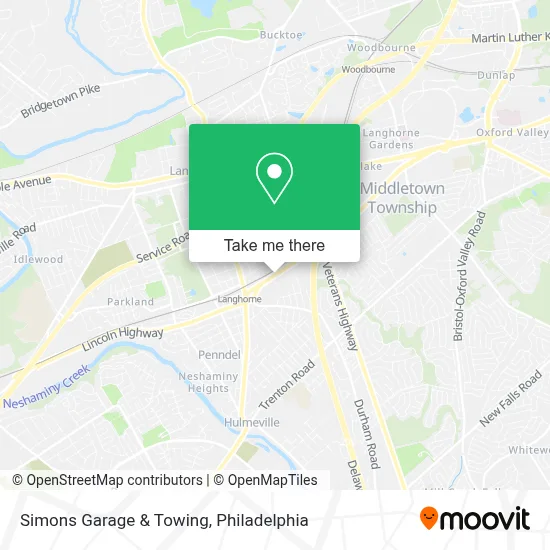 Simons Garage & Towing map