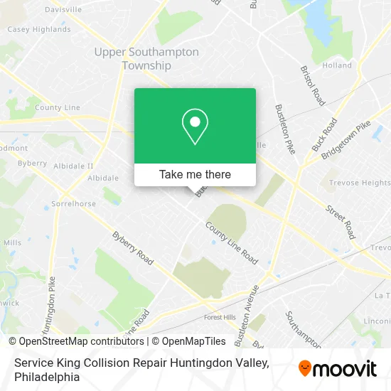 Service King Collision Repair Huntingdon Valley map