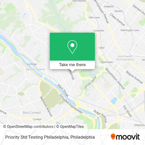 Priority Std Testing Philadelphia map