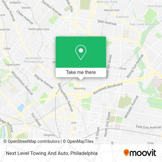 Next Level Towing And Auto map