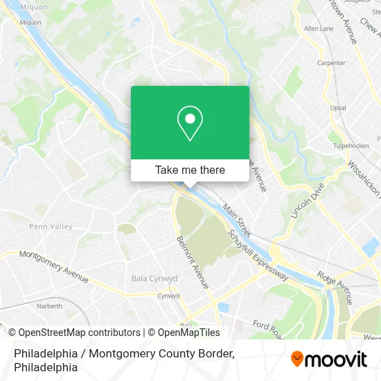 Philadelphia / Montgomery County Border map