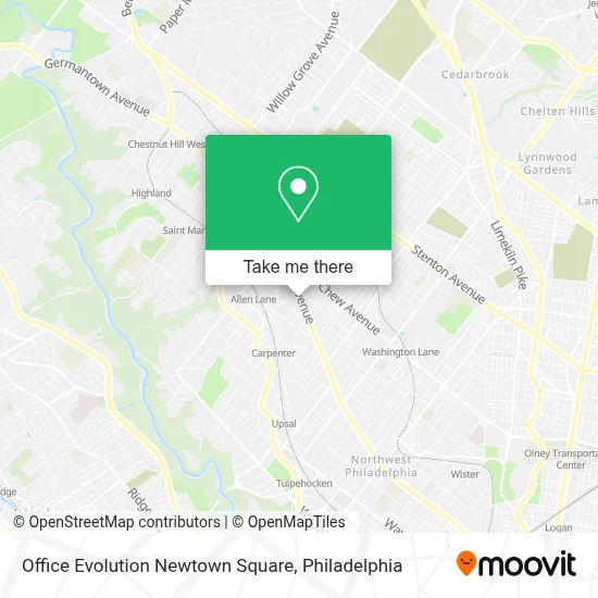 Office Evolution Newtown Square map