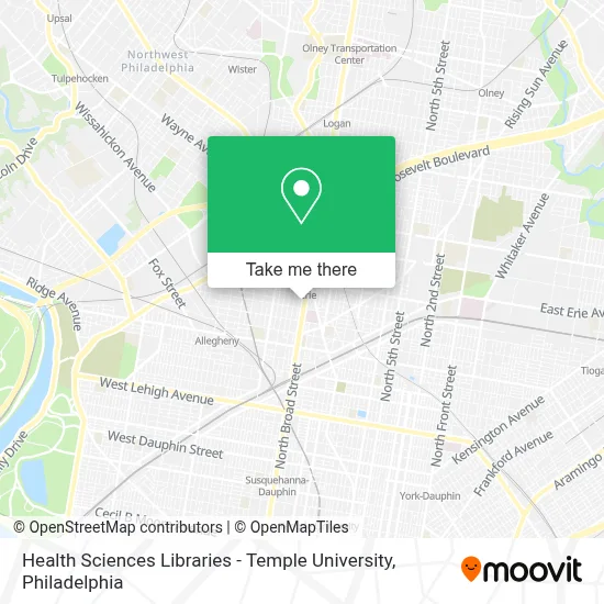 Health Sciences Libraries - Temple University map